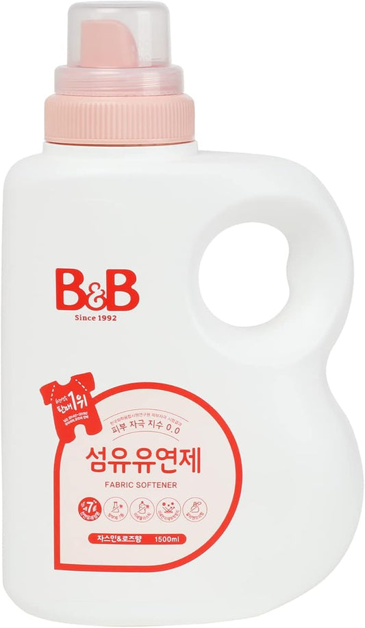 B&B Baby Fabric Softener Bottle Jasmine & Rose 50.7 oz - Hypoallergenic, for Baby, Newborn, or Infant, Sensitive Skin, Natural Ingredients, Clothes Huggably Soft