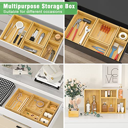 Bamboo Bathroom Drawer Organizer Dividers, Wooden Kitchen Utensil - Image 6