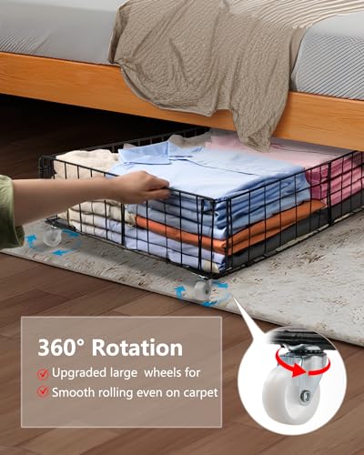 4 Pack Larger Under Bed Storage With Wheels,Rolling Under - Image 4