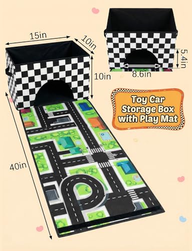 HFKPJRT Toy Car Storage Box with Play Mat, 2-in-1 | Home Organization - Image 4
