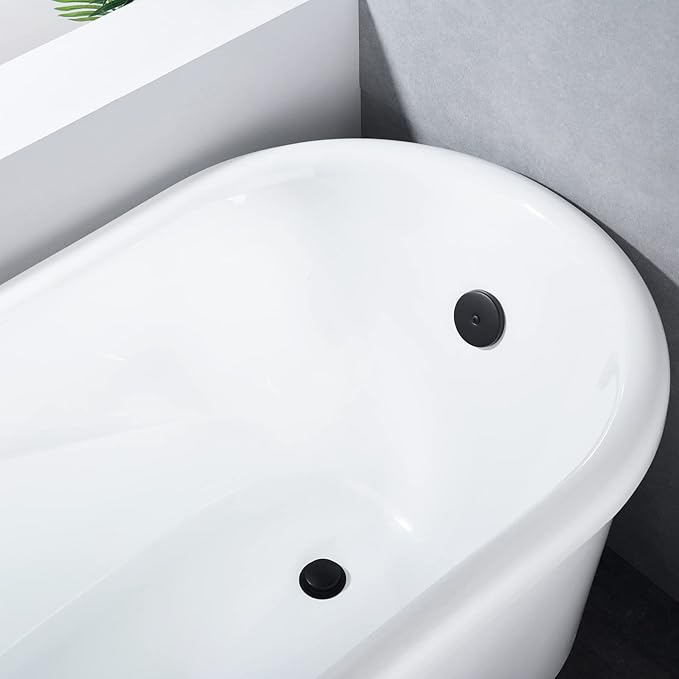 Brass Tip-Toe Tub Drain Kit with Basket Strainer and Single Hole Overflow Faceplate, Matte Black