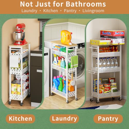 OKZEST Slim Bathroom Organizers and Storage Cart with Toilet - Image 7