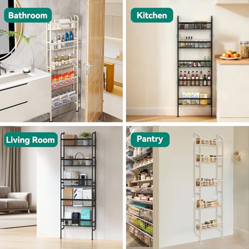 NECHEGE Slim Shelf Behind Door Storage Rack, 5-Tier Multi-Purpose - Image 5