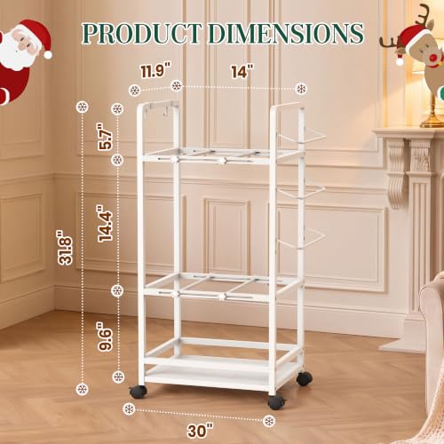 Wrapping Paper Storage with 4 Adjustable Rods, Gift Wrap - Image 4