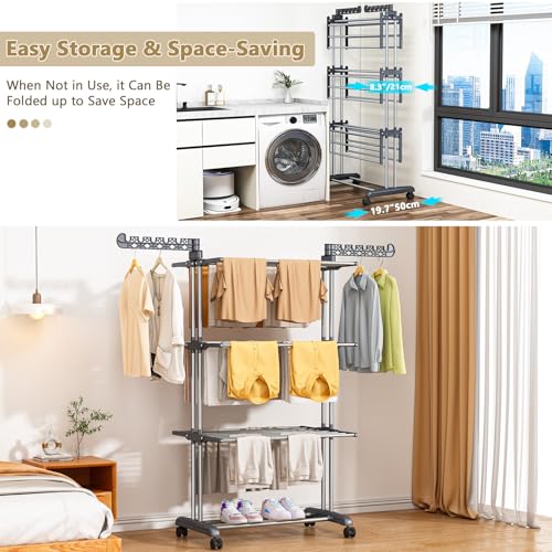 Upgraded 4-Tier Clothes Drying Rack, Drying Rack Clothing - Image 5