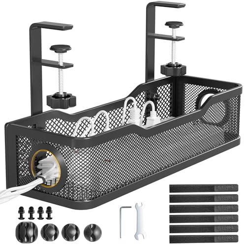 Under Desk Cable Management Tray, 13.4" Metal Cord Organizer - Image 2