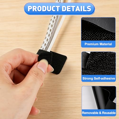 Phinus 50PCS Cord Management Under Desk, Adhesive Wi | Cable Managemen - Image 4