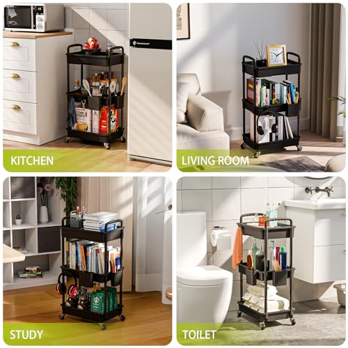 Sorgion 3 Tier Rolling Cart Organizer,Laundry Room Bathroom - Image 7