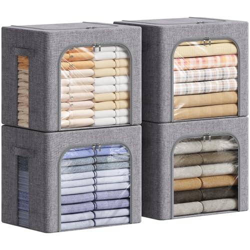 Lifewit 4 Pack Clothes Storage Bins with Metal Frame, Stackable - Image 2