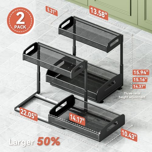 YASONIC 2 Pack Under Sink Organizer, 2 Tier Height A | All Products - Image 4
