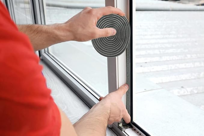 Bruiefpap 69FT Weather Stripping for Doors and Windows, Self-Adhesive Window Insulation for Winter, Weatherstrip for Draft Stopper, Soundproofing, Dustproof, 0.35'' Wide x 0.2'' Thick, Grey