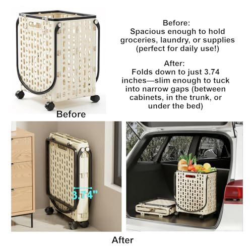 Foldable Rolling Utility Cart with Wheels - Space-Saving - Image 5