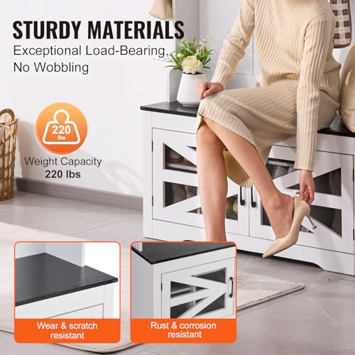 VEVOR Hall Tree Entryway Bench, LED Coat Rack with Shoe Storage - Image 8