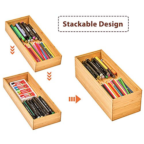 Umilife Bamboo Kitchen Drawer Organizer Boxes with Anti-Skid - Image 6