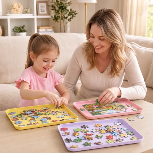 10 Pack Plastic Stackable Multicolor Puzzle Sorting Trays Art - Image 3