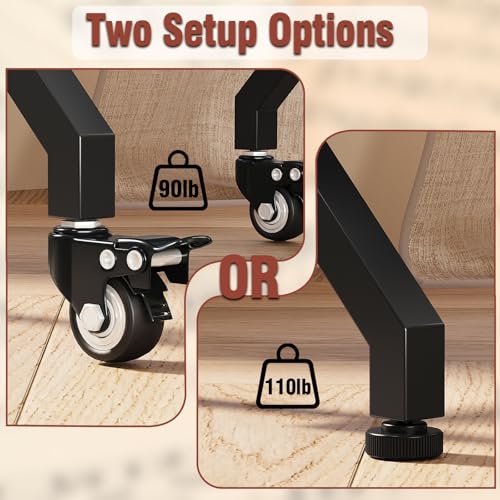 3 Tier Vinyl Record Storage Rack with Casters, Black Metal - Image 4