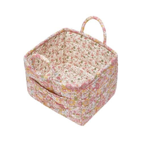 Quilted Fabric Storage Baskets with Handles, Boho Floral - Image 6