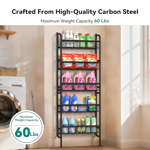 NECHEGE Slim Shelf Behind Door Storage Rack, 5-Tier Multi-Purpose - Image 4