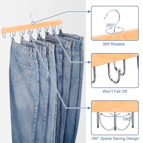 Jean Hangers for Closet, 14 Wood Jeans Hooks Space S | All Products - Image 5
