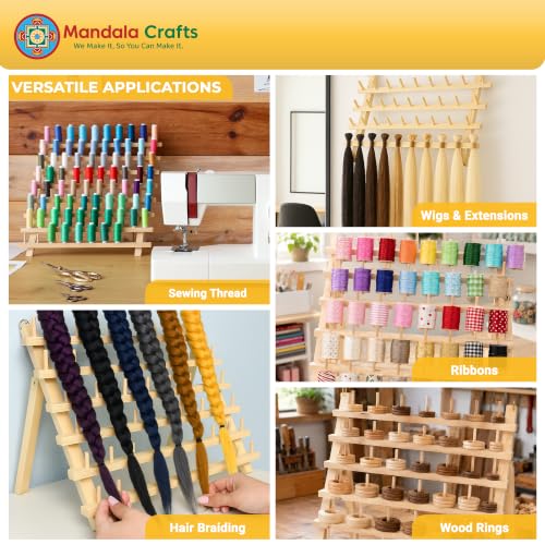 Mandala Crafts 60 Spool Pink Thread Rack Sewing Embroidery - Image 5