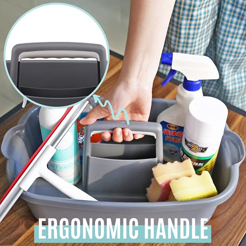 Cleaning Caddy Organizer with Handle, Gray Plastic Bucket - Image 7