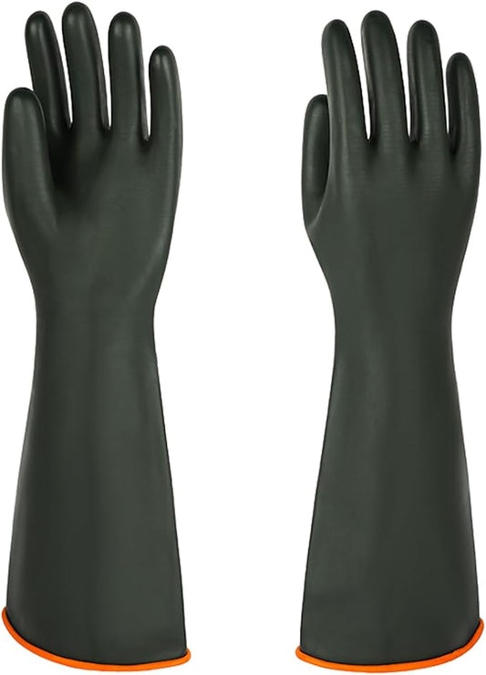 North Tower Heavy-Duty Latex Chemical Resistant Gloves - Reusable Long Rubber Dishwashing Gloves with Forearm Protection for Men - Waterproof, Industrial Safety Gear,18“，1 Pair