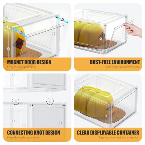 SCAVATA Hat Organizer Box, Stackable Clear Baseball Caps - Image 6