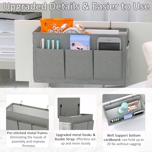 Bedside Caddy Storage Organizer for Bed Rails, Bed Caddy with 6 - Image 5