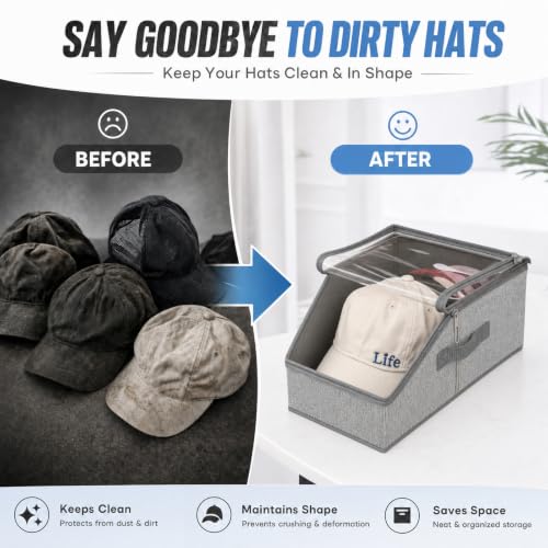 ZJKCXZEPNOV Hat Organizer for Baseball Caps, Clear Window - Image 8