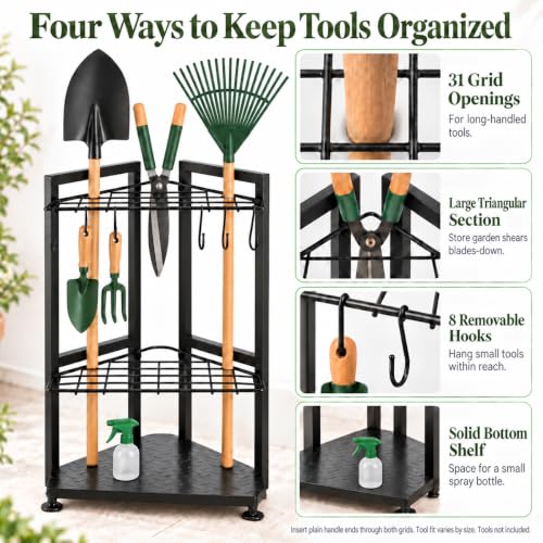 YueTong Corner Garden Tool Organizer, Freestanding Rack - Image 5