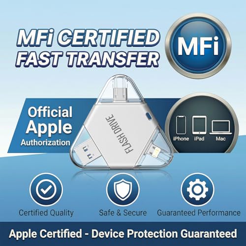 MFi Certified 512GB Flash Drive for iPhone, 3 in 1 Photo Stick - Image 3