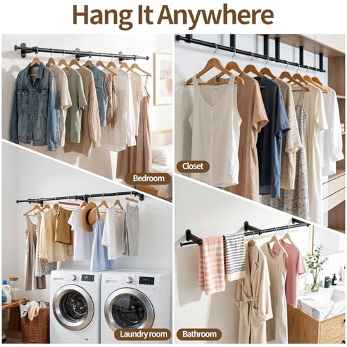Luxspire 41" Extendable Wall Mount Clothes Rack | Home Organization - Image 7