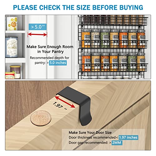 JKsmart 6-Tier Spice Rack Organizer with Door Hook, Wall - Image 3