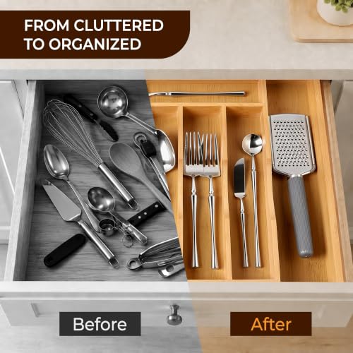 Expandable Bamboo Kitchen Drawer Organizer for Cutlery - Image 7