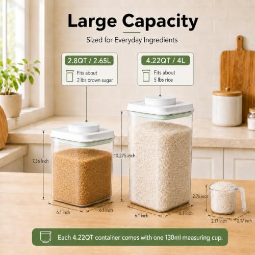 4-Pack 4.2 Qt 5 lb Flour Storage Containers with Scoops & - Image 3