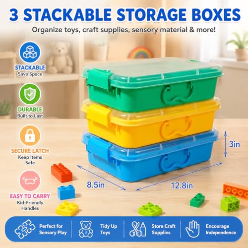 Sensory Bin with Lid for Toddlers 3 Pack 12.8 | Home Organization - Image 3