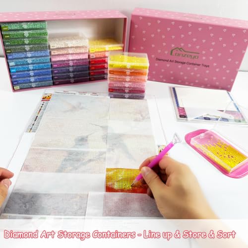 Diamond Painting Storage Kit with 30 Large Lidded Clear Trays - Image 4