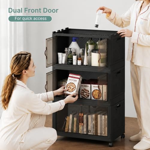 240QT Lockable Plastic Storage Bins, 5 Pack Collapsible Cabinets - Image 7