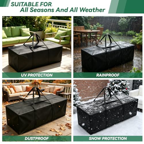 Black Patio Cushion Bag,600D Heavy Duty and Waterproof - Image 6