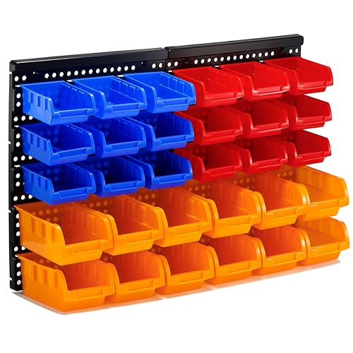 30-Bin Wall Mounted Storage Bins Kit, Tool Organizer Rack - Image 2