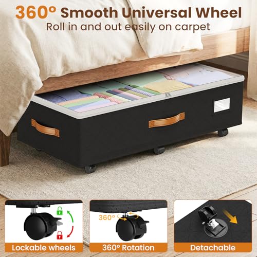 Budding Joy 80L 2 Pack Adjustable Under Bed Storage with Wheels - Image 4