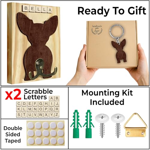 Chihuahua Dog Leash Holder Wall Mount with Scrabble - Image 5