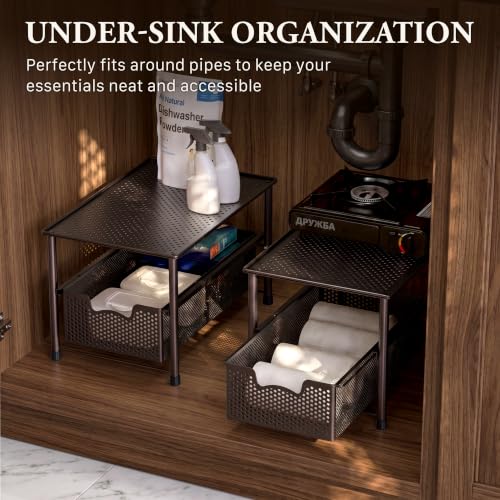 Simple Houseware Stackable Under Sink Sliding Basket | All Products - Image 7