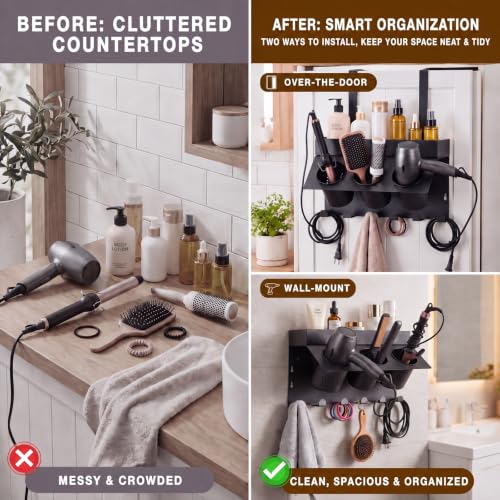 Hair Tool Organizer Wall Mount Hair Dryer Holder for Cabinet Door - Image 5