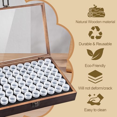 Wood Seed Storage Organizer, 60 Clear Bottles, 96 Labels - Image 5