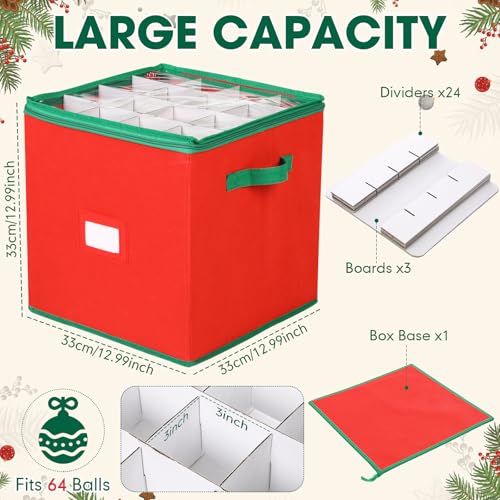 CHENGU 2 Pack Christmas Ornament Storage Stores up to 64 - Image 4