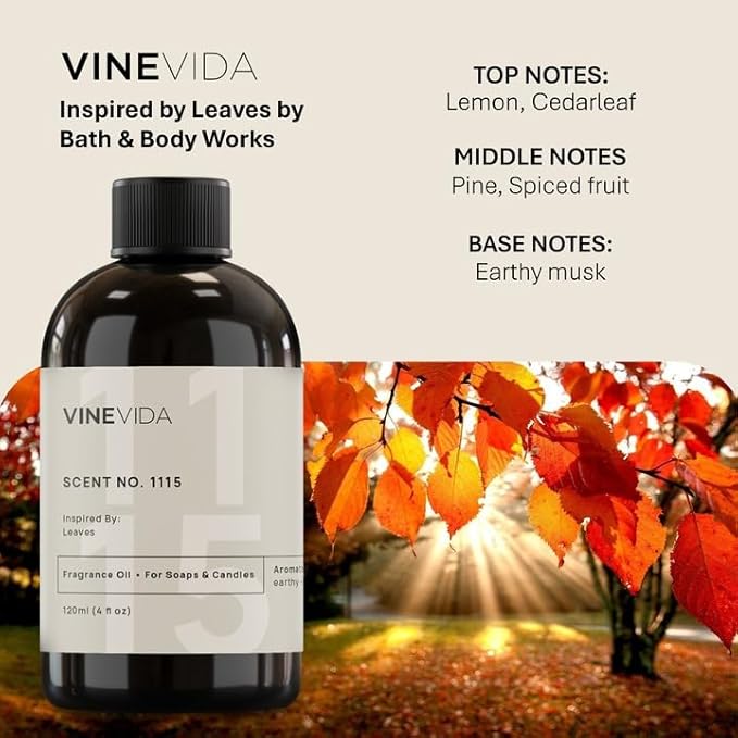 VINEVIDA [4oz] Leaves Fragrance Oil for Candle Making and Soap Making - Premium Candle Scents for Soy Candles