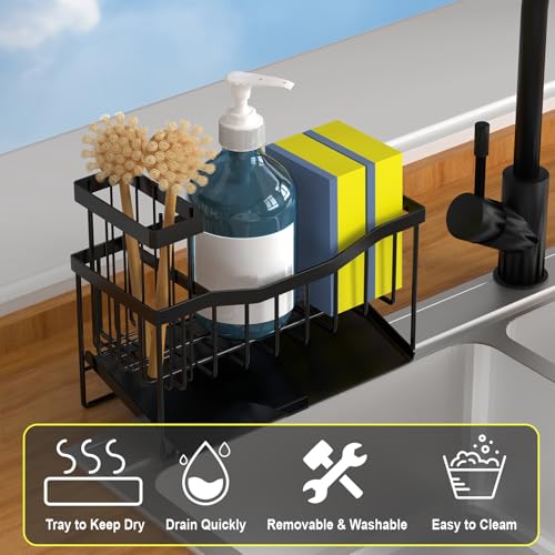Fssvcd Maifan Sink Caddy Sponge Holder for Kitchen with Brush - Image 4