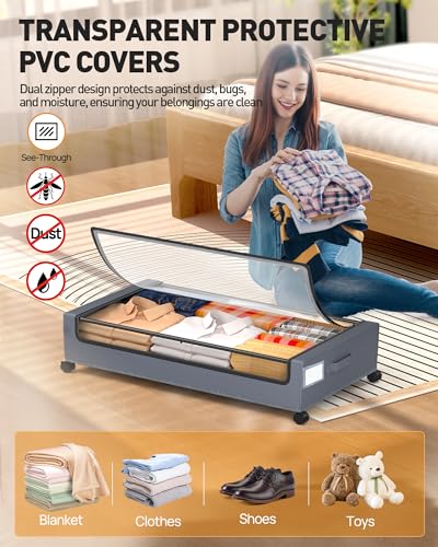 Under Bed Storage with Wheels, Square Under Bed Storage - Image 6