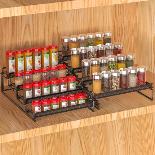 2 Pack Spice Rack Organizer for Cabinet, 4 Tier Black (S&L) - Image 2